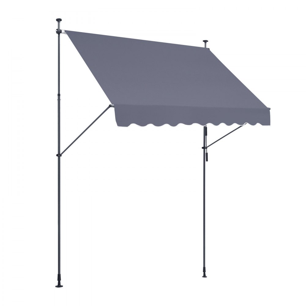 VEVOR 98 x 47" Patio Awning Retractable, Awning Sunshade Shelter with Manual Crank Handle, Outdoor Patio Canopy Sunsetter Deck, Adjustable Height from 86 to 122 in, for Patio/Balcony/Yard, Dark Gray