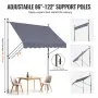 VEVOR 98 x 47" Patio Awning Retractable, Awning Sunshade Shelter with Manual Crank Handle, Outdoor Patio Canopy Sunsetter Deck, Adjustable Height from 86 to 122 in, for Patio/Balcony/Yard, Dark Gray