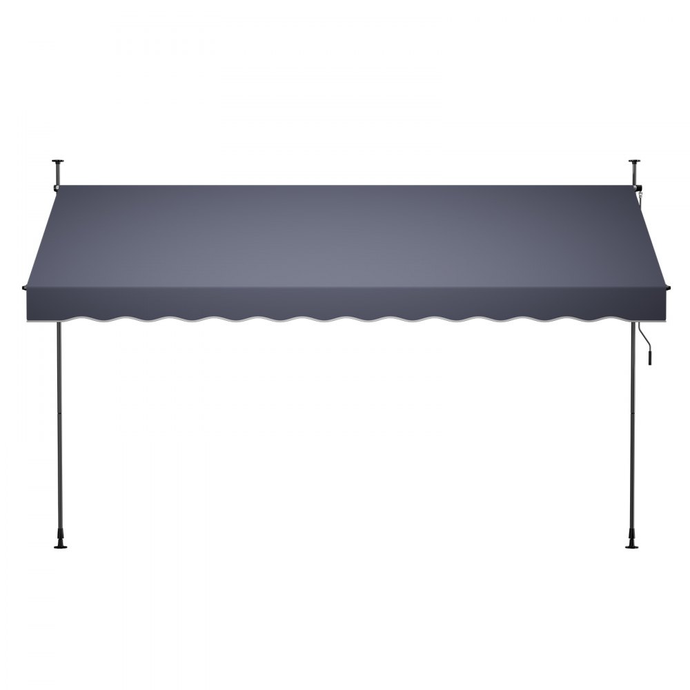VEVOR Klemzonnescherm 400 cm, in hoogte verstelbaar zonnescherm met handslinger, terraszonnescherm met UPF 80+ zonbescherming, zonnescherm, balkonzonnescherm, ideaal voor terras, balkon en tuin, donkergrijs