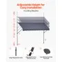 VEVOR Klemzonnescherm 400 cm, in hoogte verstelbaar zonnescherm met handslinger, terraszonnescherm met UPF 80+ zonbescherming, zonnescherm, balkonzonnescherm, ideaal voor terras, balkon en tuin, donkergrijs