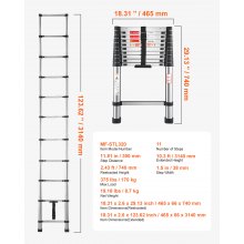 VEVOR Telescopische Ladder Uitschuifladder RVS Opvouwbare Ladder Trapladder 3140mm