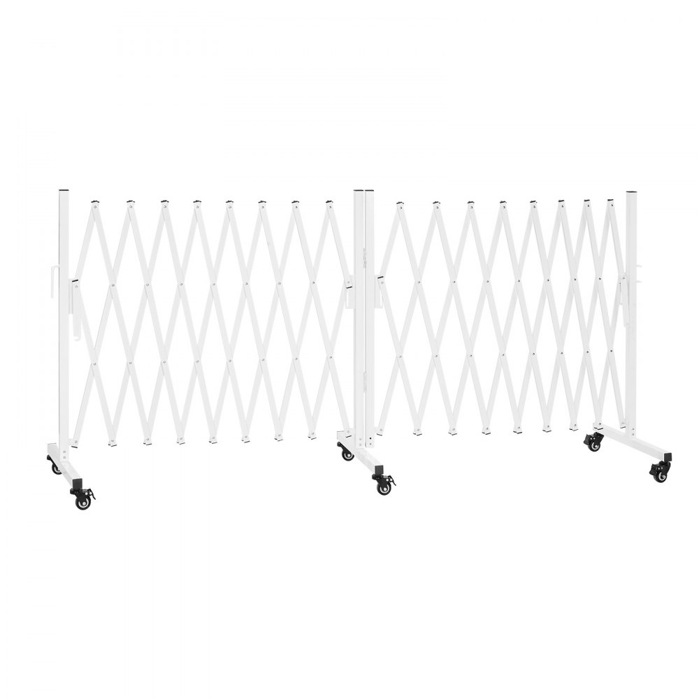 VEVOR Double Expandable Barricades, 18FT Expandable Safety Barrier, 0-180° Rotatable Mobile Barricade with Locking Casters, Portable Folding Security Gate Traffic Fence for Patio Garden Stairway