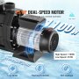 VEVOR 1.5HP Above Ground Pool Pump, 220V-240V, 1450 / 2860 RPM Dual Speed Pump 1100W, 27800 L/H Max. Flow Powerful Pump, Energy Saving Swimming Pool Pump for Above Ground Pool, CE Certification