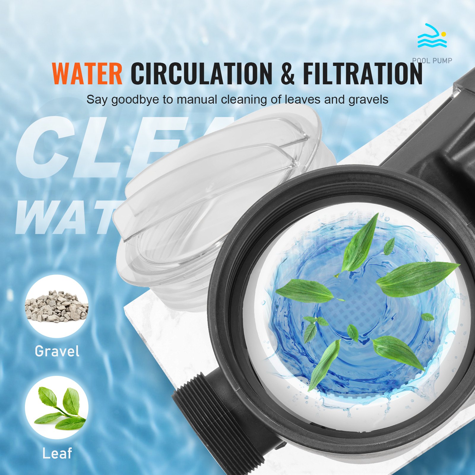 VEVOR 2 HP bovengrondse zwembadpomp, 220V-240V, 1450/2860 RPM pomp met dubbele snelheid, 1800W, maximale doorstroming van 33000L/u, krachtige pomp, energiebesparende zwembadpomp voor bovengrondse zwembaden, CE-certificering