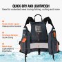 VEVOR life vest with nylon outer layer, quick-drying drainage design, and breathable mesh hem.