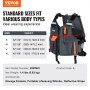 VEVOR Watersports Reddingsvest (PFD), waterdicht nylon reddingsvest met 96N drijfvermogen, reddingsvest/jack voor alle wateractiviteiten - vissen, kajakken, surfen en meer, heren en dames L