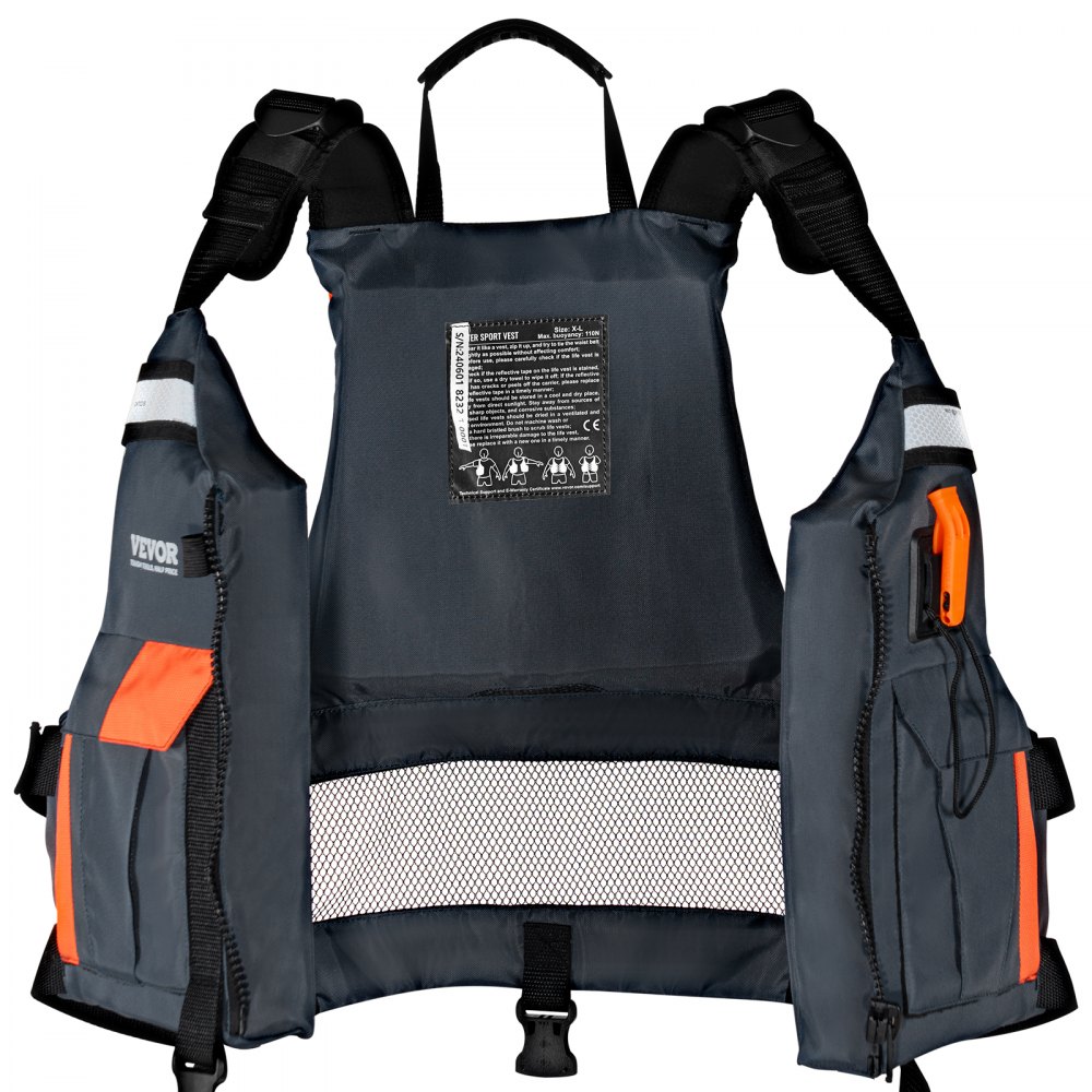 VEVOR Watersports reddingsvest, 110N drijfvest, waterdicht nylon drijfvermogen voor wateractiviteiten, vissen, kajakken, surfen, varen, heren en dames, XL
