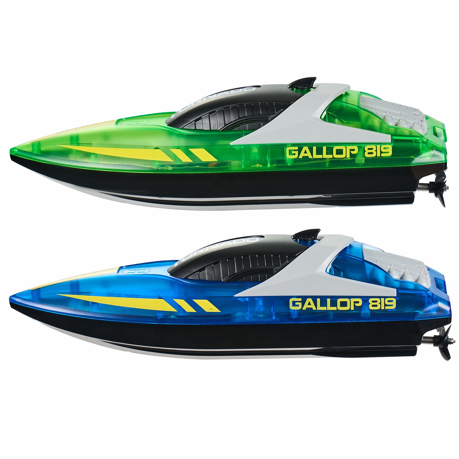VEVOR RC-boot, 2-pack 2,4 GHz 12 km/u afstandsbedieningsboot voor zwembaden en meren, raceboot met ledverlichting, 4 oplaadbare batterijen, volledig waterdicht, cadeau voor volwassenen, jongens en meisjes, blauw en groen
