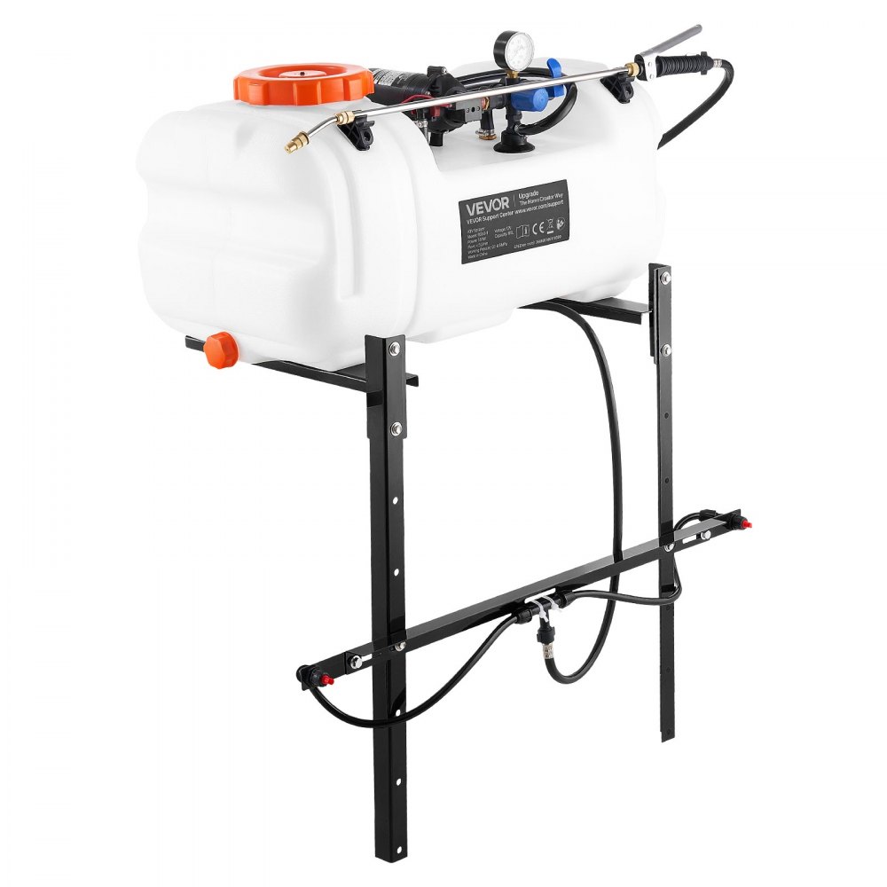 VEVOR ATV-sproeier voor quads, 60 liter druksproeier met 12V-pomp, voor ATV's, UTV's, tractoren, debiet van 1,9 GPM, instelbare druk 0-72 PSI, met messing sproeikop, sproeibalk, 6 m slang, wit
