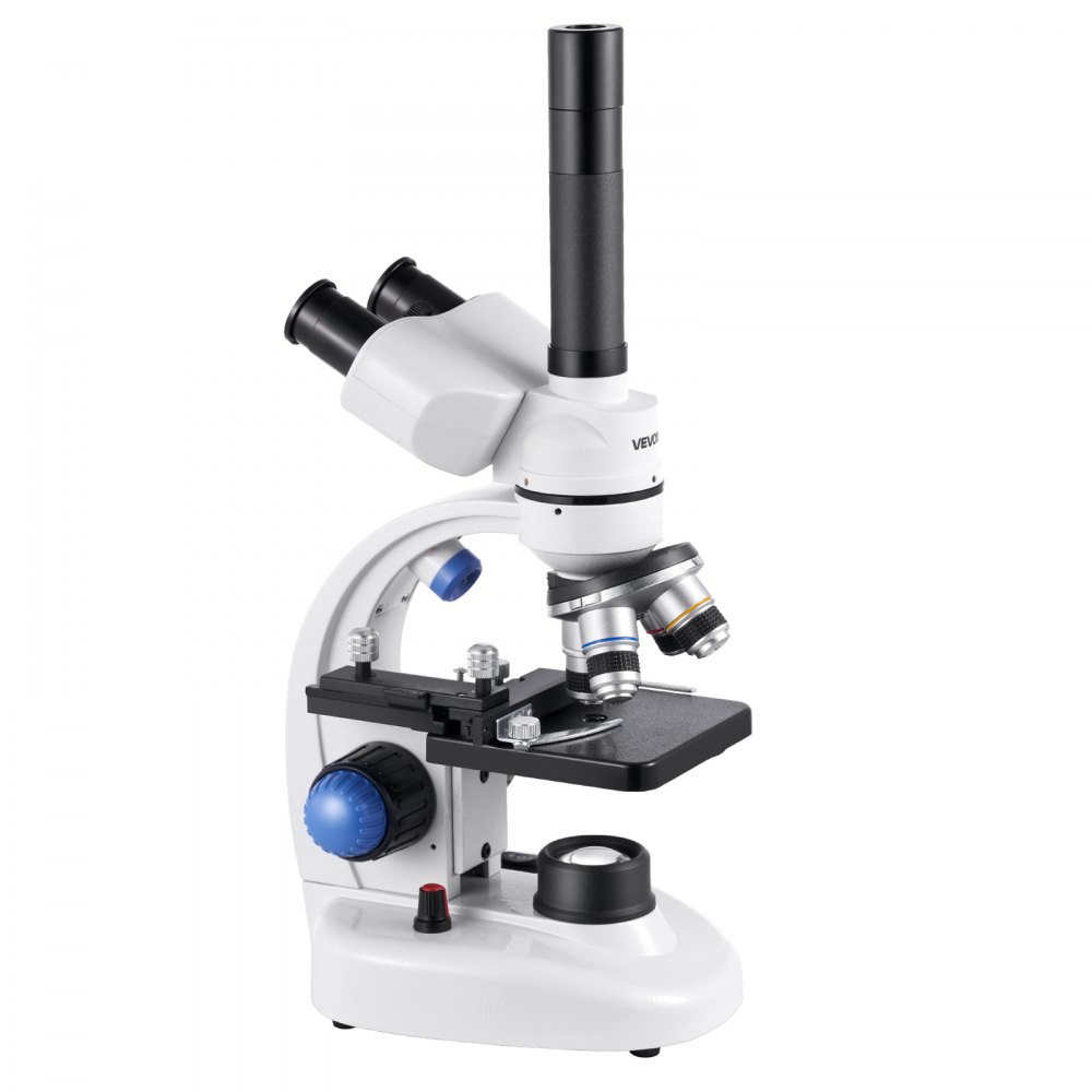 VEVOR Trinocular Microscope for Adult, Professional Compound Microscope Kit with 40-5000X Magnification, Aluminum Alloy Body, Includes LED Light and Phone Holder, for Lab, School, Home, Education