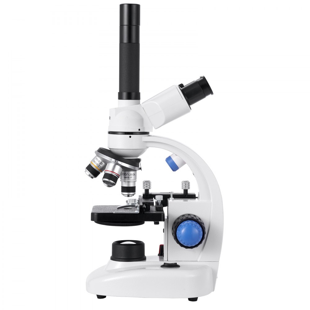 VEVOR Trinocular Microscope for Adult, Professional Compound Microscope Kit with 40-5000X Magnification, Aluminum Alloy Body, Includes LED Light and Phone Holder, for Lab, School, Home, Education