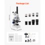 VEVOR Trinocular Microscope for Adult, Professional Compound Microscope Kit with 40-5000X Magnification, Aluminum Alloy Body, Includes LED Light and Phone Holder, for Lab, School, Home, Education