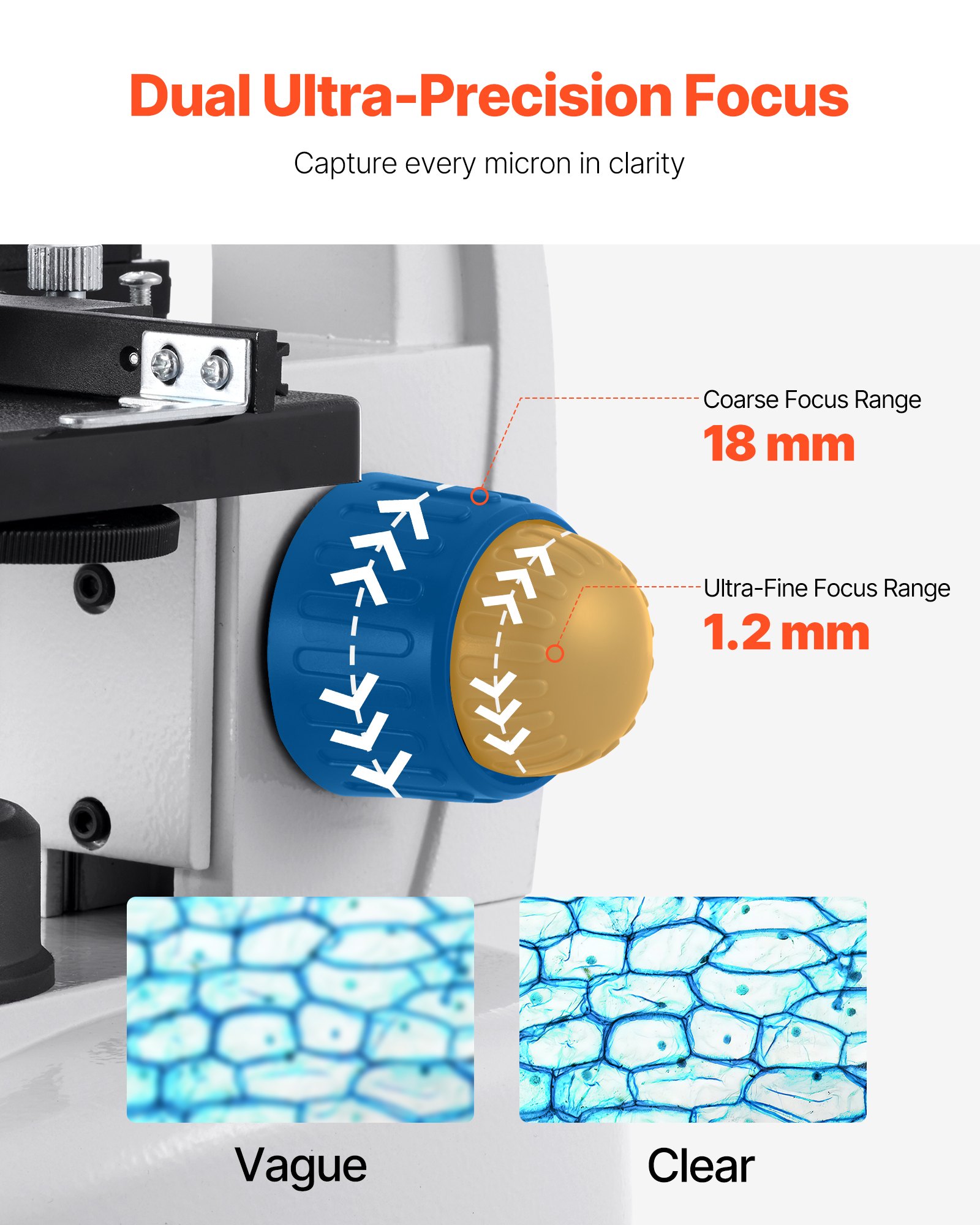 VEVOR Trinocular Microscope for Adult, Professional Compound Microscope Kit with 40-5000X Magnification, Aluminum Alloy Body, Includes LED Light and Phone Holder, for Lab, School, Home, Education