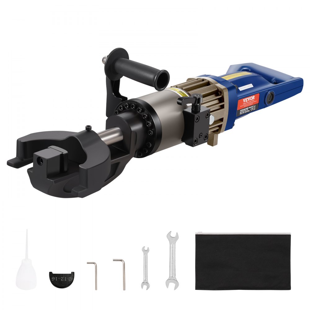 VEVOR Electric Hydraulic Rebar Bender, 1500W Portable Rebar Bending Machine, Bending up to 7/8 Inch #7 (12-22mm) Rebar within 4 Seconds, High Power Steel Rebar Bender w/ Tool Case Oil Can,Black Blue NRB-22