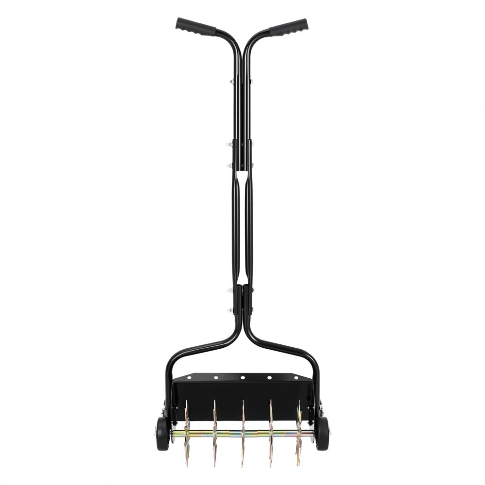 VEVOR Handmatige gazonbeluchterrol 45 cm, gazonbeluchter met een werkdiepte van 5 cm en 4 rollen, 18 kg zware stalen gazonbeluchter, gazonrol voor verdichte grond, gazononderhoud, tuin, zwart