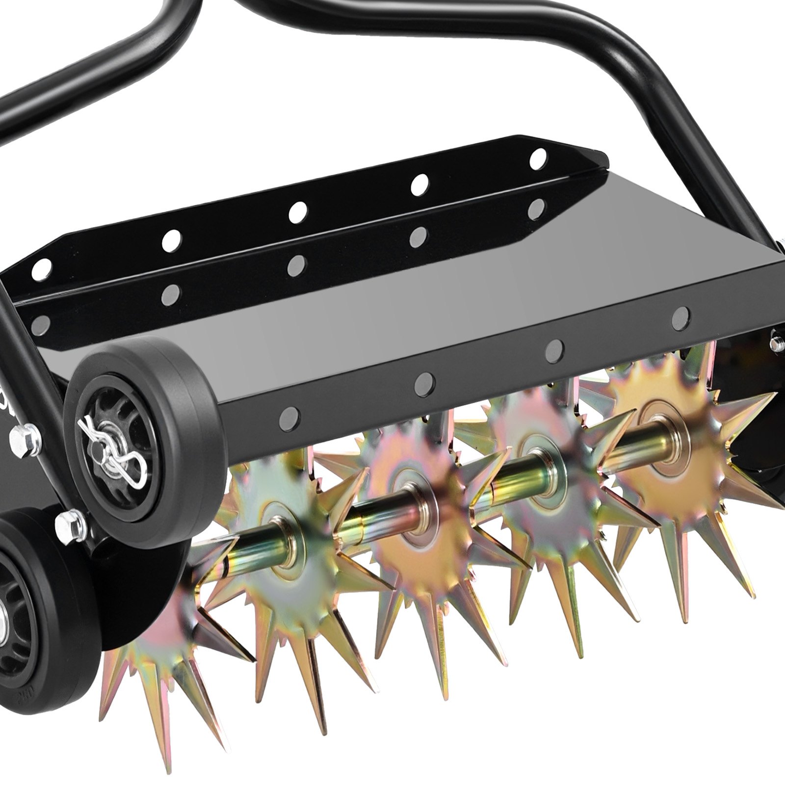 VEVOR Handmatige gazonbeluchterrol 45 cm, gazonbeluchter met een werkdiepte van 5 cm en 4 rollen, 18 kg zware stalen gazonbeluchter, gazonrol voor verdichte grond, gazononderhoud, tuin, zwart