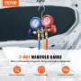 VEVOR Koelmiddel Manometer 3-Weg Auto Koelmiddel Manometer Set, R134A-R22-R12-R502 AC 4 Stuks 5 Voeten Laadslangen Koelmiddel Manometer AC Diagnostische Hulpmiddelen Auto Airconditioning