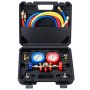VEVOR 3-Way AC Diagnostic Manifold Gauge Set Fits for R134A, R22, R12, R502 Refrigerant, AC Gauge Set with 5 ft Hoses, Couplers, Can Tap for Car A/C System Automotive Air Conditioning Maintenance