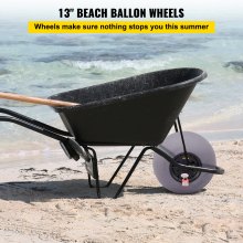 VEVOR Beach Balloon Wheels, 13" Replacement Sand Tires with 32" Stainless Steel Axle, TPU Cart Tires for Kayak Dolly, Canoe Cart and Buggy with Free Air Pump, 2-Pack