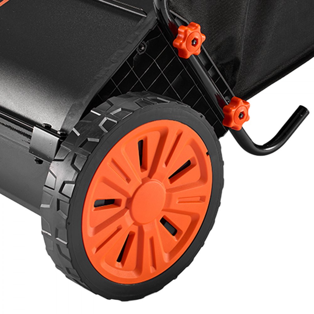 VEVOR gazonveger, 66 cm veegbreedte, veegmachine met 198 liter opvangbak en verstelbare borstelhoogte, bladverzamelaar, bladveger, bladveger met rubberen wielen voor het verwijderen van bladeren en gras.