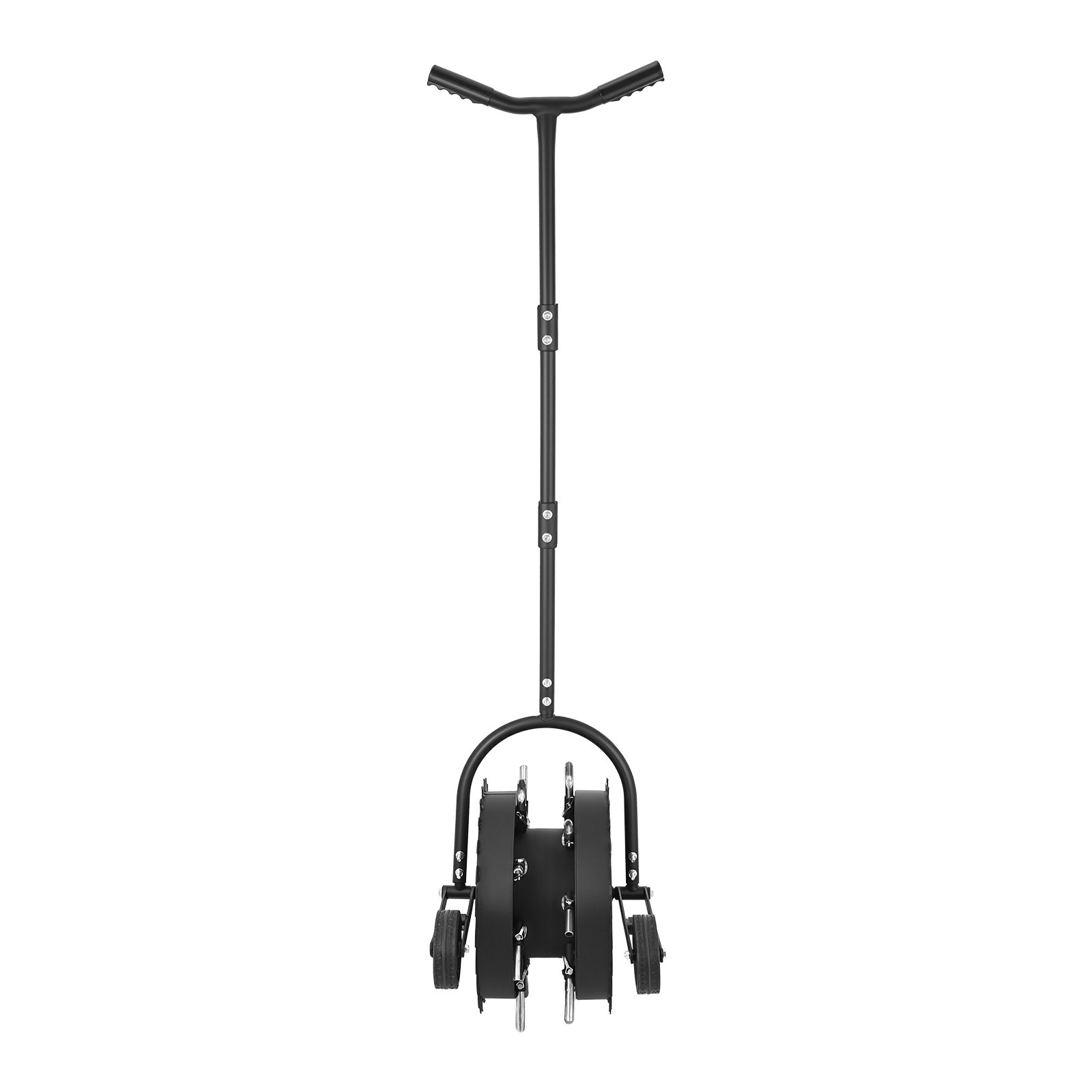 VEVOR Handmatige gazonbeluchter, gazonbeluchter met een werkdiepte van 5 cm, 2 rollen en 16 ijzeren pinnen, stalen gazonbeluchter, gazonroller voor verdichte grond, gazonverzorging voor tuin en erf, zwart