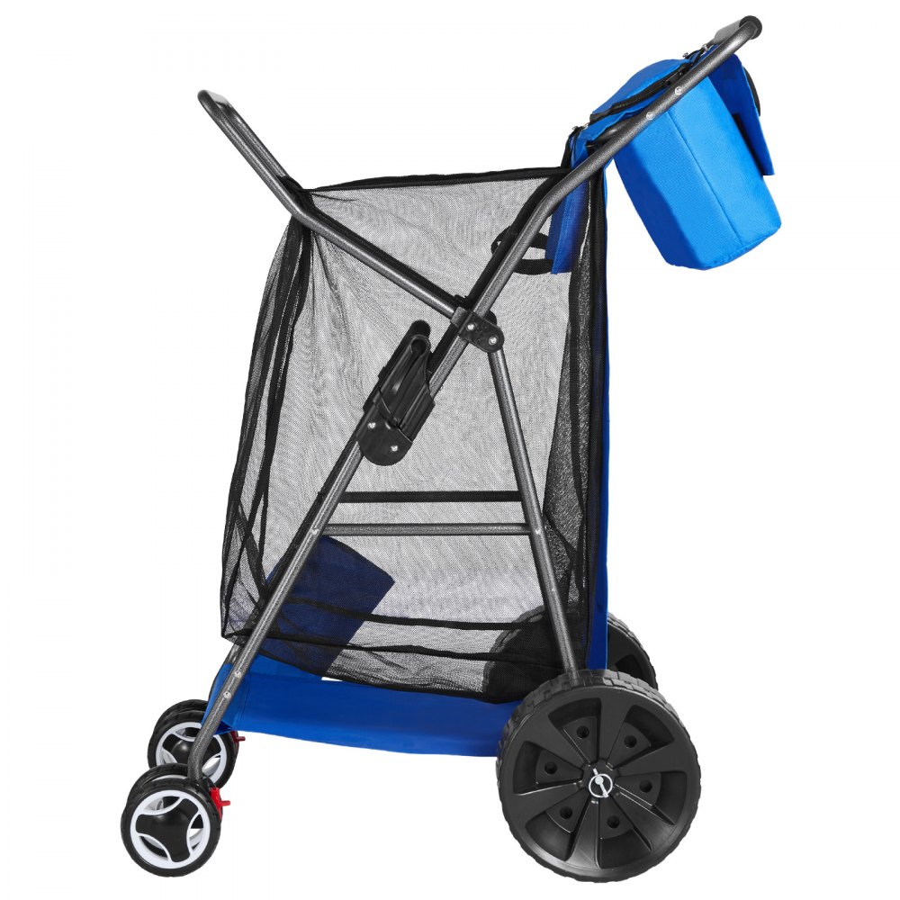 VEVOR strandkar met massieve rubberen wielen (25 cm), opvouwbare strandtrolley met geïsoleerde tas en parasolhouder, handkar (draagvermogen 75 kg) voor maximaal 4 strandstoelen, strandtrolley ideaal voor kamperen en vissen