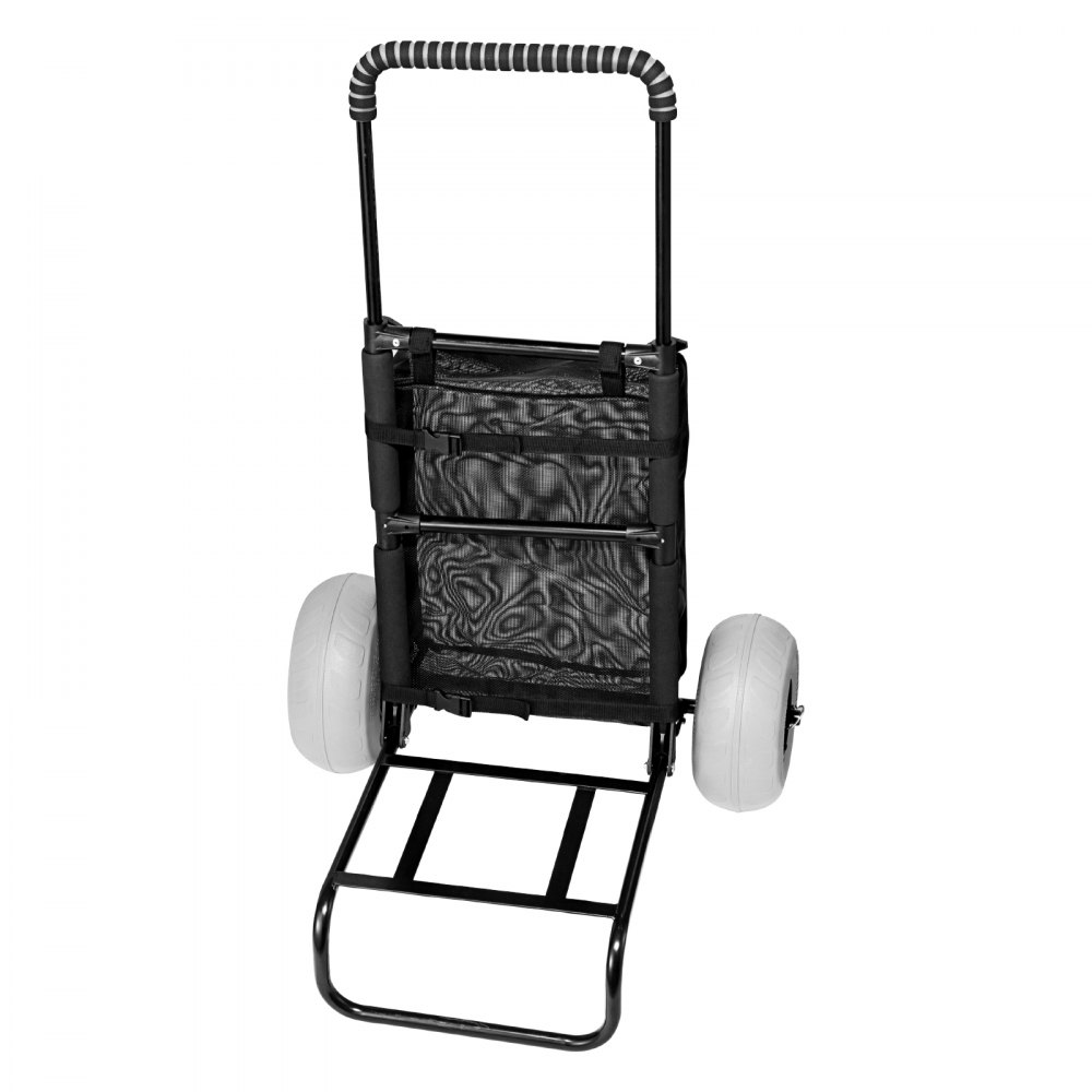 VEVOR Beach Dolly with Big Wheels for Sand, 20.1" x 14.6" Cargo Deck, w/ 9" Balloon Wheels, 165LBS Loading Capacity Folding Sand Cart & 27.2" to 44.9" Adjustable Height, Heavy Duty Cart for Beach