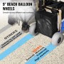 VEVOR beach dolly with 9" beach balloon wheels for smooth traversal on different surfaces.