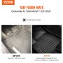 VEVOR Automotive Floor Mats, Fits for Tesla Model Y 2021-2024, 3 pcs Front and 2nd Row Liners, All Weather Custom Fit TPE Vehicle Floor Mats, Easy to Clean and Secure Floor Liners for SUV, Black
