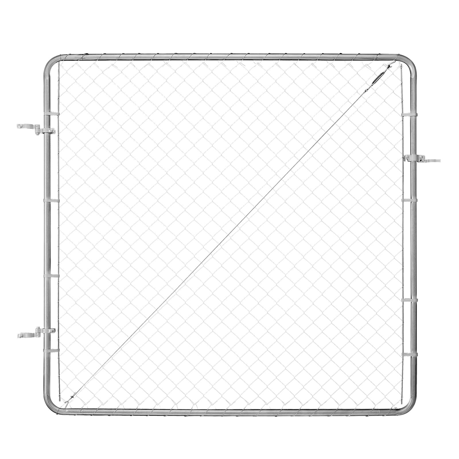 VEVOR Chain Link Fence Gate, 70 x 72 in, Adjustable Chain Link Fence Panel, Fit 3 ft (W) x 4 ft (H) Garden Fence Gate Opening, Rust-Resistant Galvanized Fencing Gate for Farm Posts Not Included