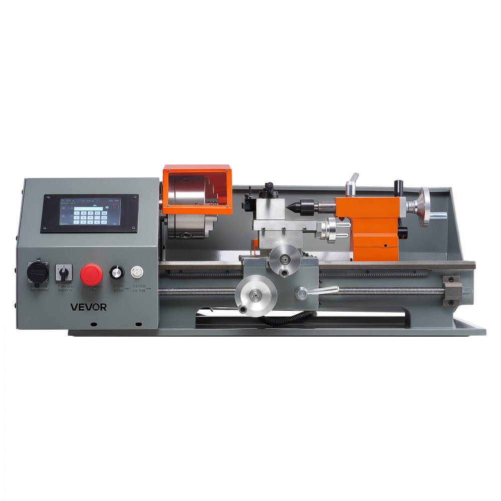 VEVOR Metaaldraaibank 22 x 40 cm 1100 W CNC Tafeldraaibank 2500 tpm voor doe-het-zelfliefhebbers, modelbouw en reparaties, touchscreenbediening, tandwielloze aandrijving en snelwisselgereedschaphouder