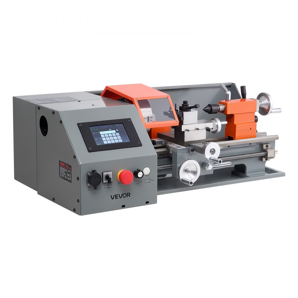 VEVOR Metaaldraaibank 22 x 40 cm 1100 W CNC Tafeldraaibank 2500 tpm voor doe-het-zelfliefhebbers, modelbouw en reparaties, touchscreenbediening, tandwielloze aandrijving en snelwisselgereedschaphouder
