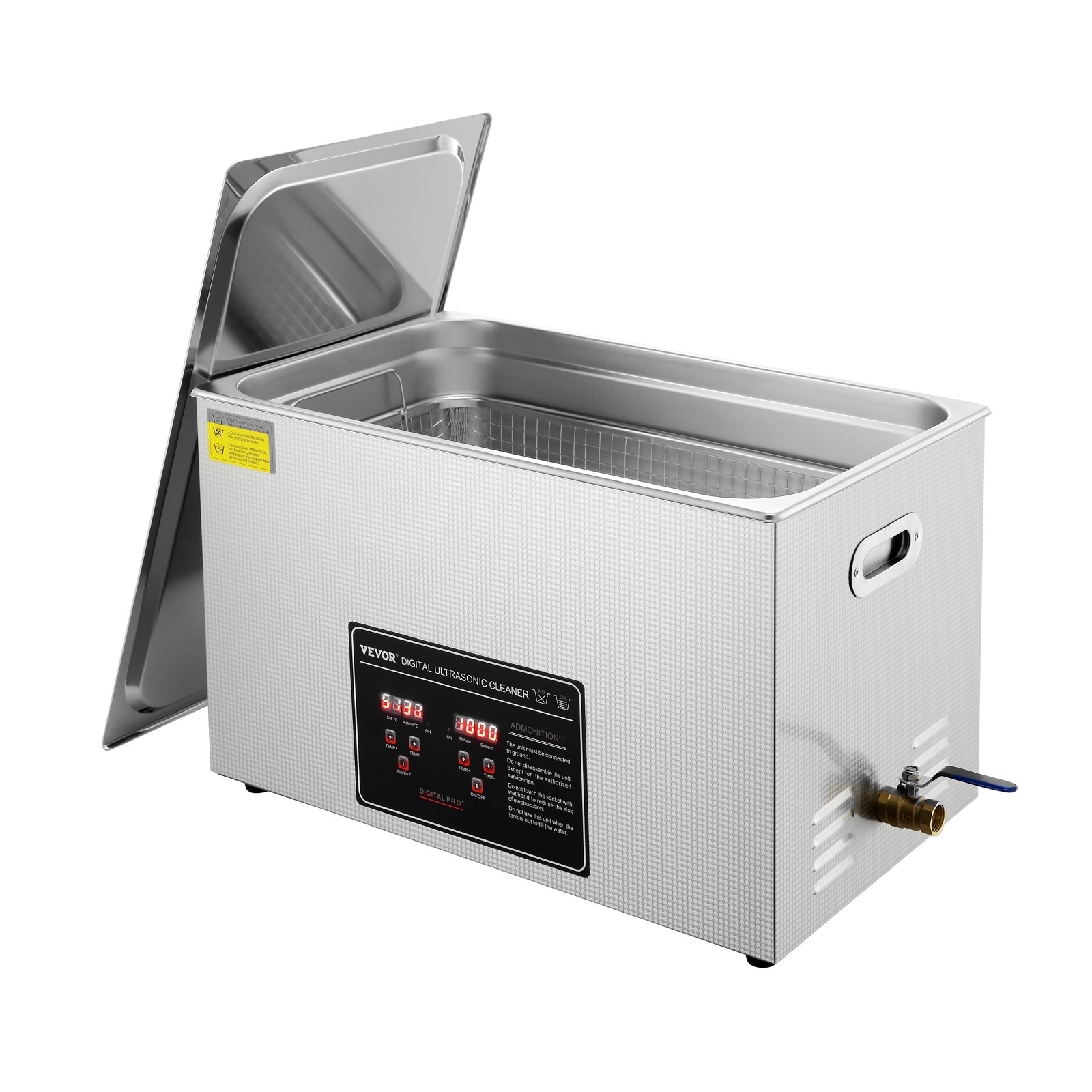 VEVOR ultrasone reiniger, ultrasoon reinigingsapparaat van roestvrij staal, 600 W, 30 liter, ultrasoon reinigingsapparaat met digitaal display, 0-30 min, ultrasoon reinigen van sieraden, brillen, horloges, enz.