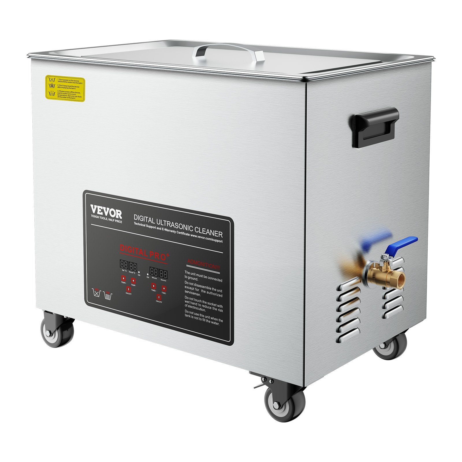 VEVOR 50L Ultrasonic Cleaner, Professional Ultrasonic Cleaner Machine with Cleaning Basket & Digital Display, 840W Stainless Steel Large Cleaning Machine with Wheels for Industrial Parts, Carburetors