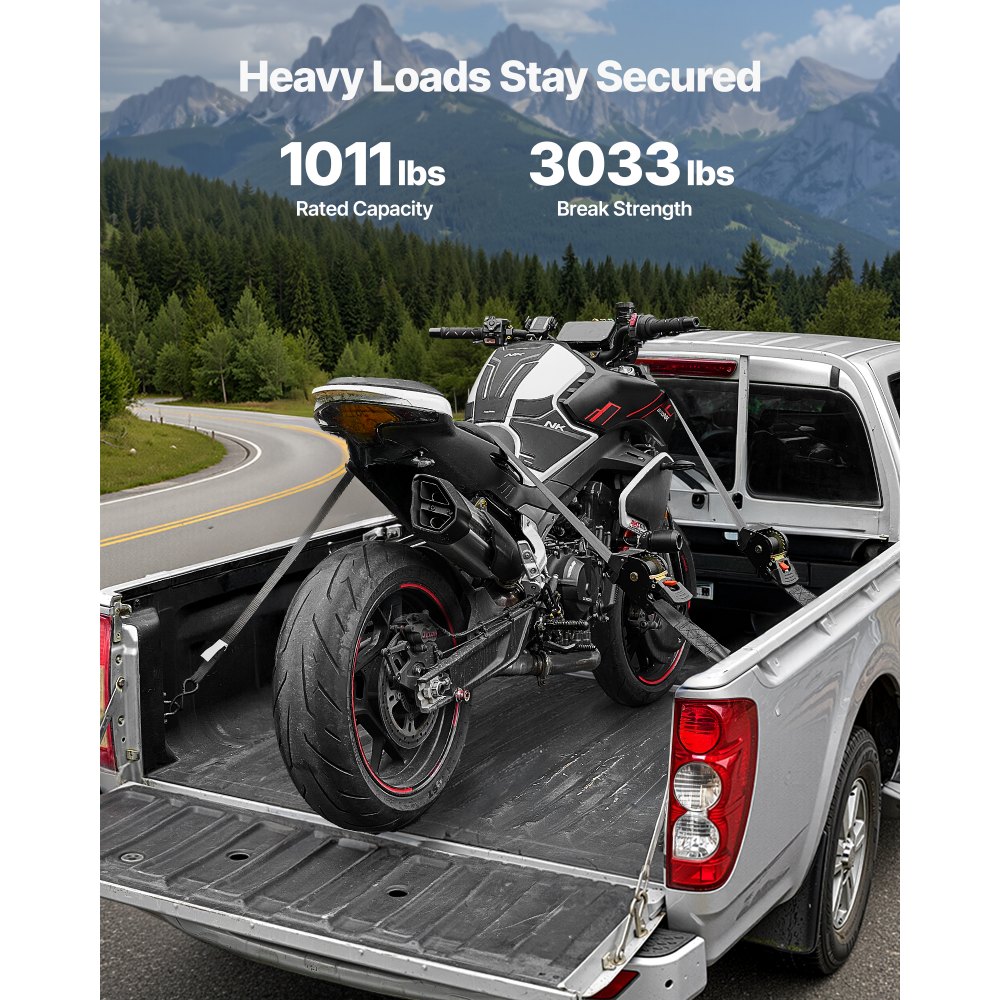 VEVOR Retractable Ratchet Straps, 50.8 mm x 3 m, Tie Down Straps with S Hooks, 1375 kg Break Strength, 2 Soft Loops, Tie Down Ratcheting for Moving, Trailers, Motorcycles, Kayaks, Car Roof, 2 Pack