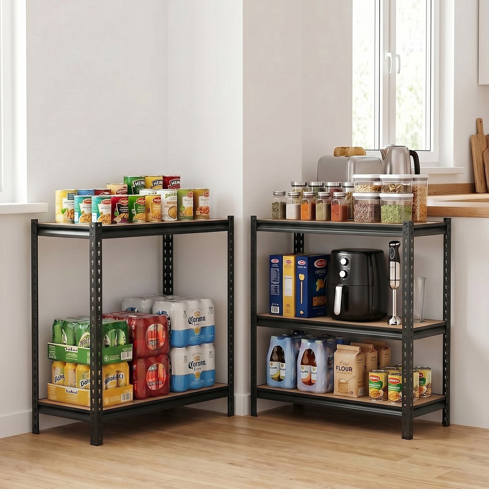VEVOR zwaar uitgevoerde opbergkast 923x459x1813mm, draagvermogen 907,2kg, stalen frame, 5 verstelbare MDF-planken, modulaire opbergkast te gebruiken als werkbank, flexibele metalen opbergkast voor kelder, garage, werkplaats