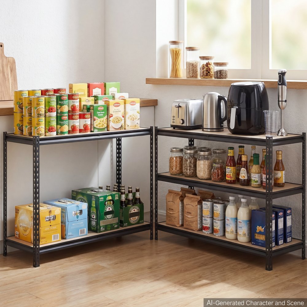 VEVOR zwaar uitgevoerde opbergkast, opbergrek met 5 planken, 1228x459x1813 mm, 907,2 kg, stalen frame, modulair en verstelbaar ontwerp voor doe-het-zelfprojecten, werkbankfunctie, flexibele opbergkast voor kelder, garage en werkplaats