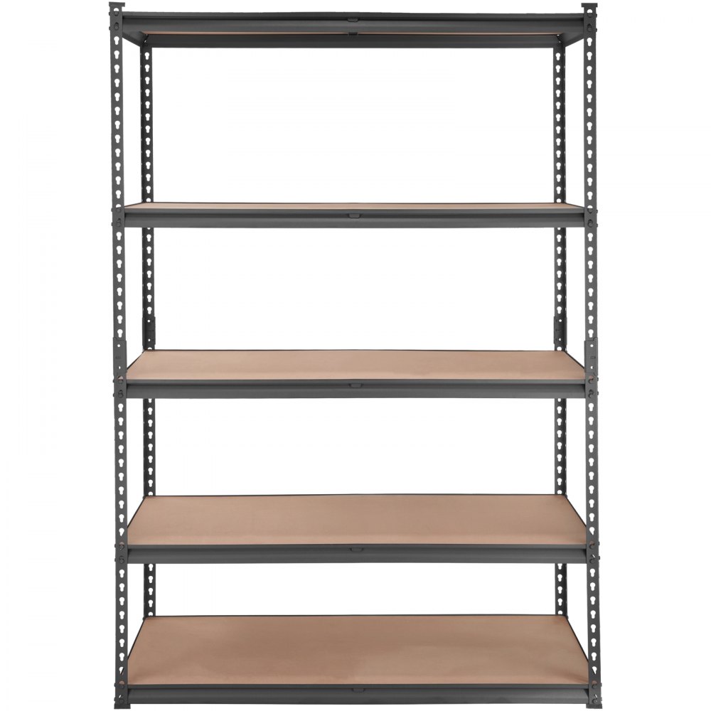 VEVOR 5-laags verstelbaar opbergrek, draagvermogen 2000 lbs, robuuste garageplanken, metalen organizer, zwart, 48 x 24 x 72 inch, voor keuken, voorraadkast, kelder, badkamer, wasruimte