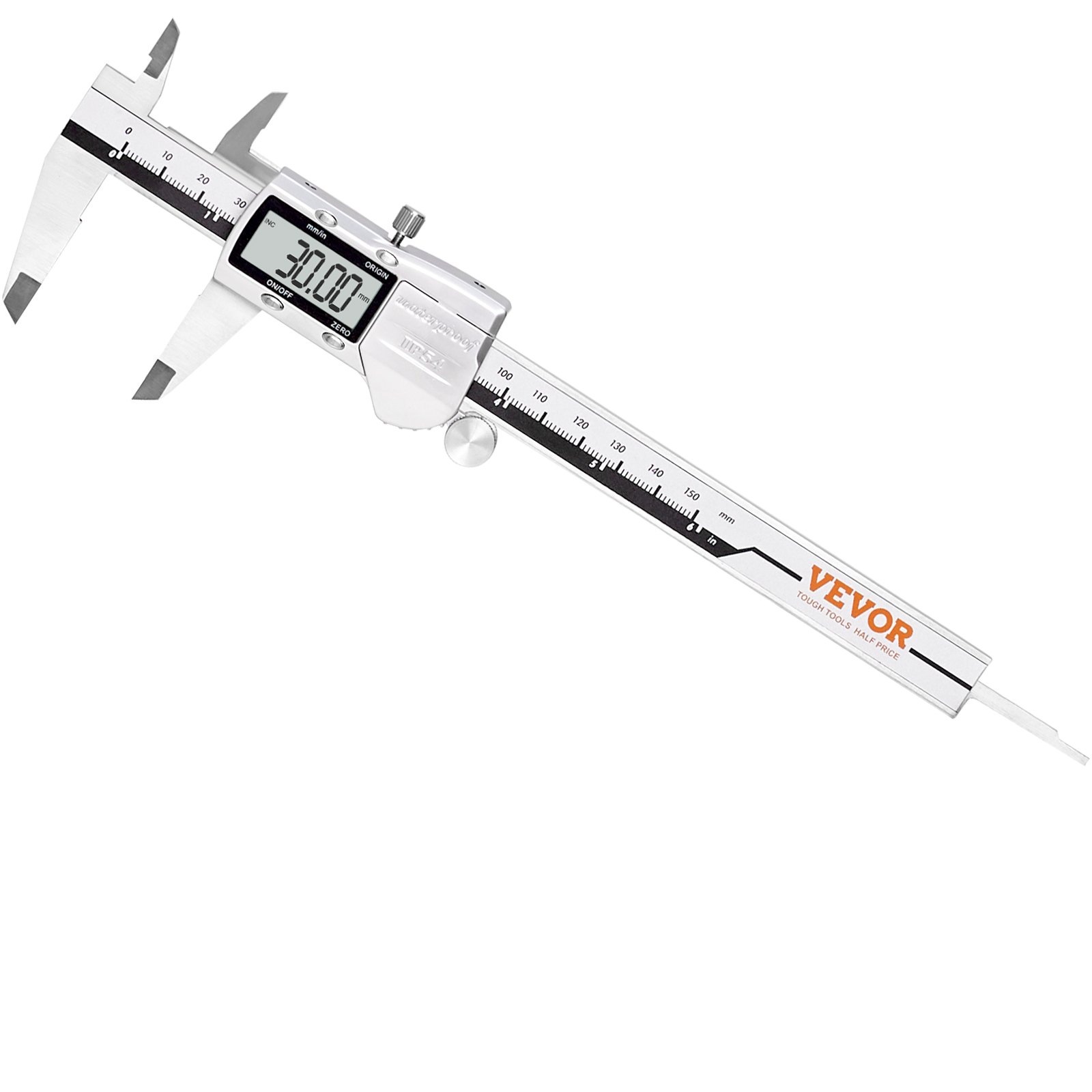 VEVOR schuifmaat digitaal 0-150m schuifmaat meetinstrumenten ±0,02mm roestvrij staal IP54 spatwaterdicht stofdicht beschermend ontwerp LCD-display nulstellingsfunctie ideaal voor metingen in de huishoudelijke industrie