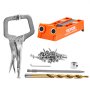 VEVOR Pocket Hole Jig, 56 Pcs Mini Jig Pocket Hole System with 9" C-clamp, Step Drill, Wrench, Drill Stop Ring, Square Drive Bit, and Screws, for DIY Carpentry Projects
