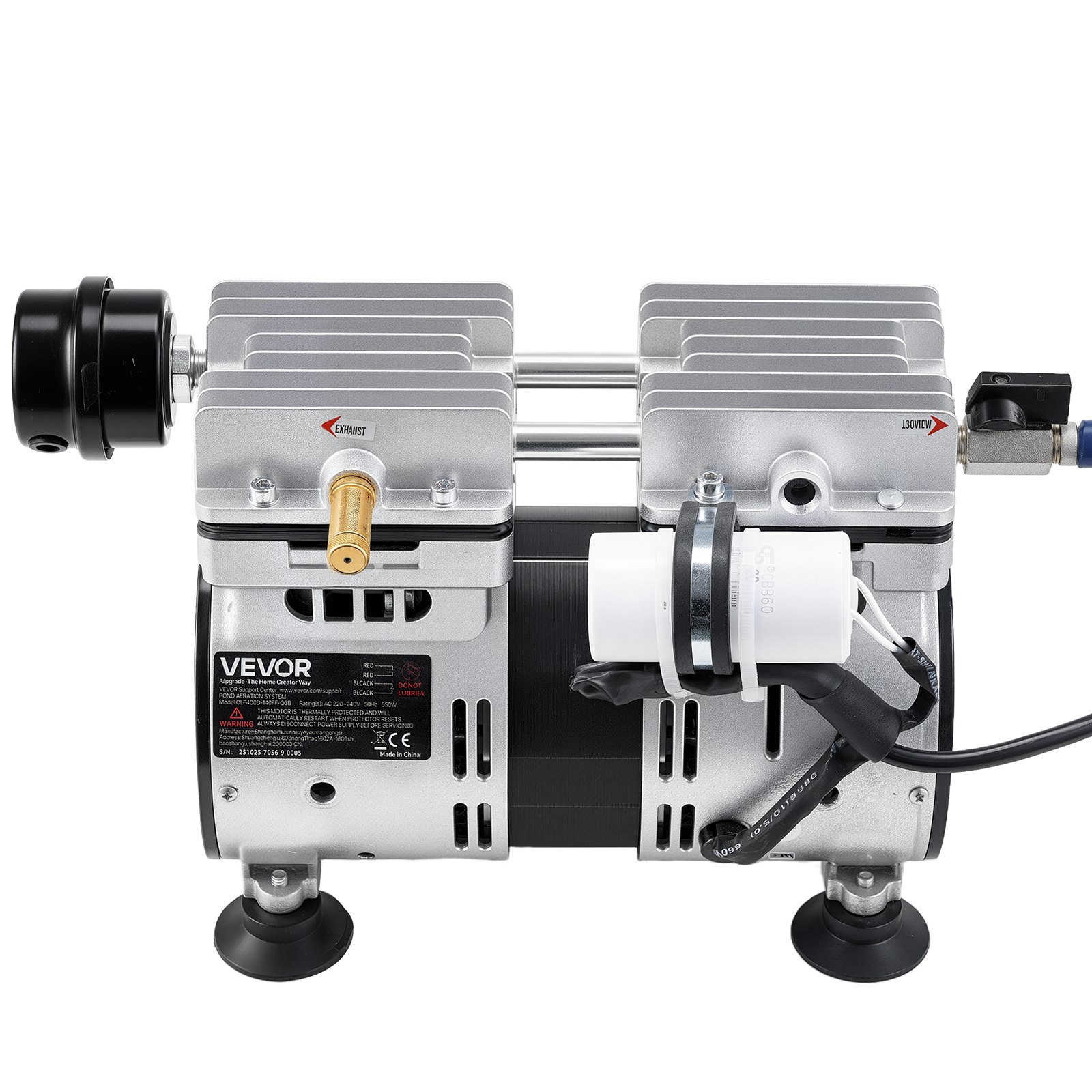 VEVOR Pond Aerators, 5.2CFM Aeration System for Lakes up to 3 Acres, 4/5 HP Air Compressor, 1 Diffuser & 30.5 m Weighted Tubing, Outdoor Pond Aeration Pump for Deep Water Oxygen Circulation