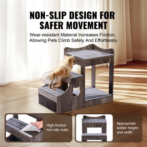 Stapelbed voor huisdieren met verwijderbare trap, vensterbank voor honden/katten met opbergruimte, bed met meerdere niveaus, vensterbank, slaapbank, zitplatform voor huisdieren, 830x450x675mm | NL