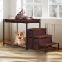 VEVOR Pet Bunk Bed with Stairs, Dog/Cat Window Perch with Storage, Multi-Level Bed Window Perch Dog Bedside Sleeper Couch, Pet Seat Platform for Medium Size Pet, Indoor Use (Dark Brown)