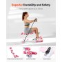 VEVOR Deep Squat Machine, Adjustable Glutes Trainer Machine with 3 High-Strength Resistance Bands, Folding Core Leg & Glutes Exercise Trainer, Push Up Workout Equipment at Home Gym, Pink + White