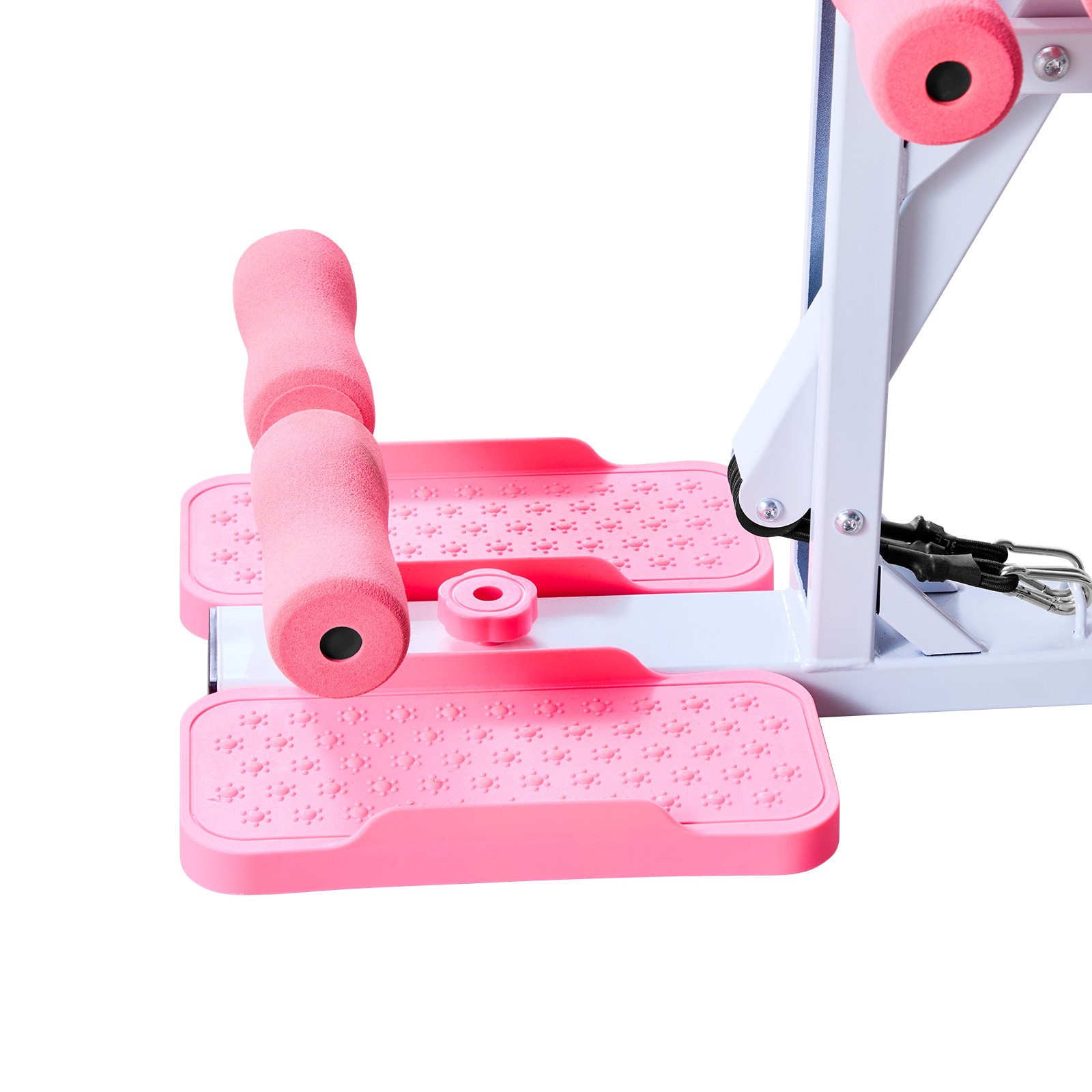 VEVOR Deep Squat Machine, Adjustable Glutes Trainer Machine with 3 High-Strength Resistance Bands, Folding Core Leg & Glutes Exercise Trainer, Push Up Workout Equipment at Home Gym, Pink + White