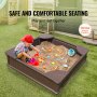 child playing in VEVOR sandbox with toys, featuring safe and comfortable seating in a backyard setting.