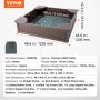 VEVOR sandbox, brown square design, 48.6x48.6x12.4in, hdpe plastic, max weight 110 lbs per seat.