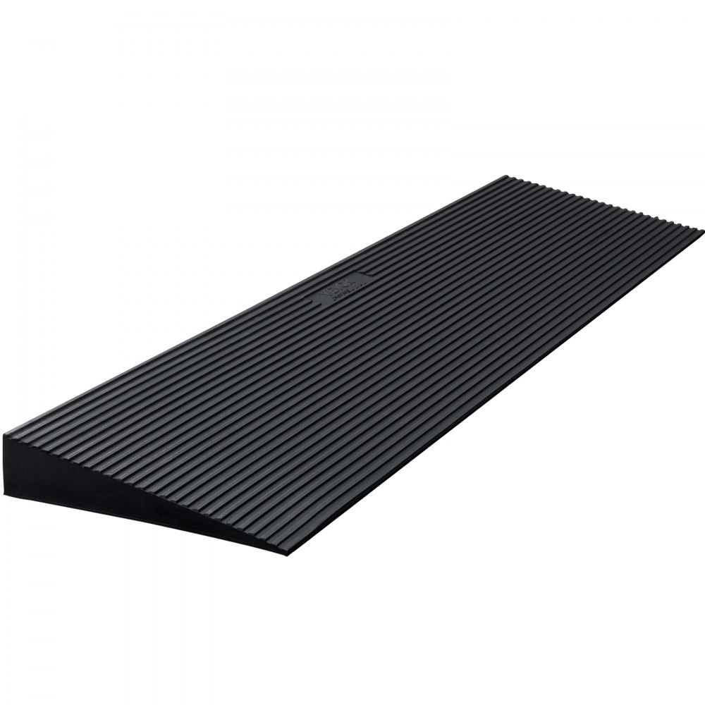VEVOR Drempelhelling Massief rubberen deur Drempelhelling Max. draagvermogen tot 15 ton Stoephelling 90 x 20 x 3 cm Rolstoelhelling met dubbelzijdige tape Toegangshelling Rubberen oprijplaat Zelfsnijdend