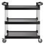 VEVOR multifunctionele trolley, draagvermogen 226 kg, universele trolley met 3 niveaus, gemaakt van kunststof met 360° zwenkwielen (2 met remmen), 106x49x98 cm. Serveerwagen voor magazijn, kantoor, thuis, restaurant en keuken.