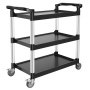 VEVOR multifunctionele trolley, draagvermogen 226 kg, universele trolley met 3 niveaus, gemaakt van kunststof met 360° zwenkwielen (2 met remmen), 106x49x98 cm. Serveerwagen voor magazijn, kantoor, thuis, restaurant en keuken.